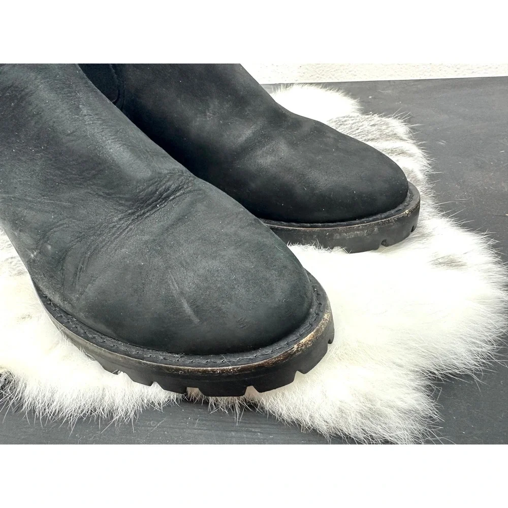 Thursday Everyday Chelsea black leather boot womens 8.5 suede‎ lug sole